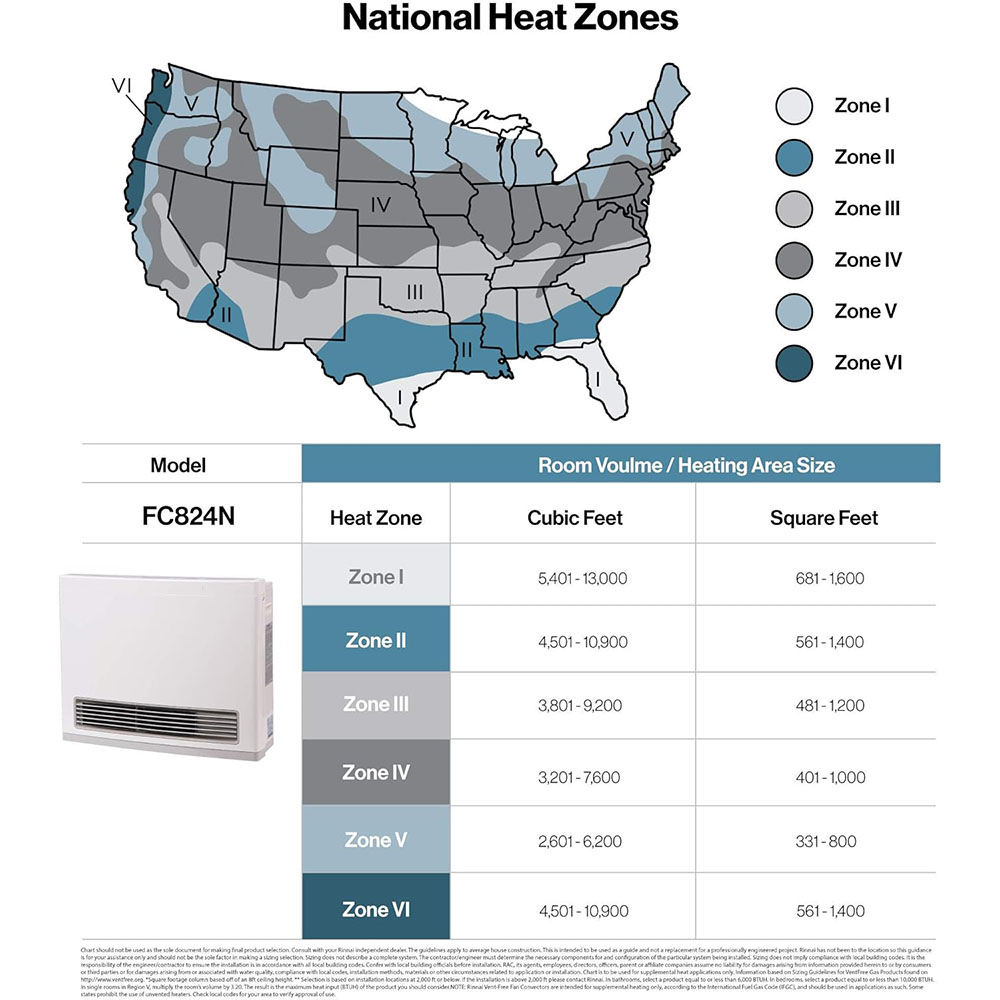 Rinnai FC824N Ventless Natural Gas Heater, Energy-Efficient Space Heater with Programmable Thermostat