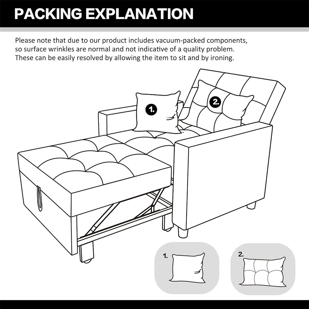 XSPRACER  Convertible Sleeper Chair Bed 3 in 1