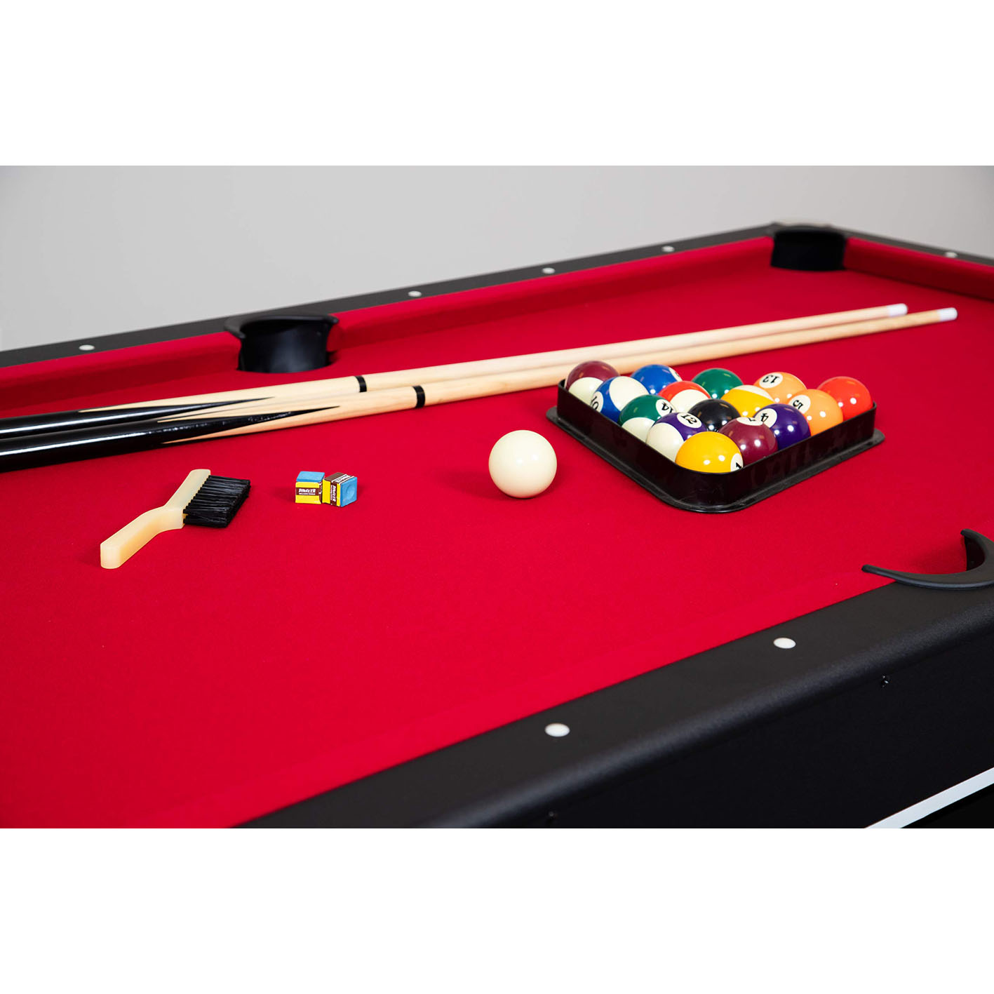 Hathaway Spartan 6-Ft Pool & Table Tennis Multigame Table for Family Recreation Game Rooms with Red Felt Playing Surface, All Accessories Included - Black Finish, 72