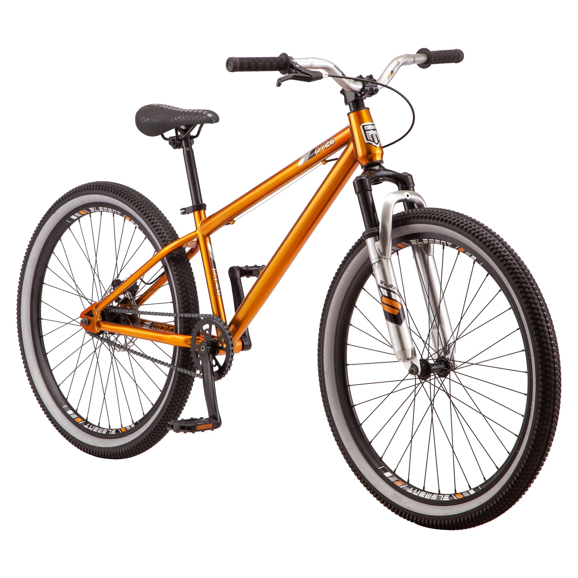 Mongoose PT26 Dirt Jump Bike, Pump Tracks, Single Speed, 26 Wheels, Brass.