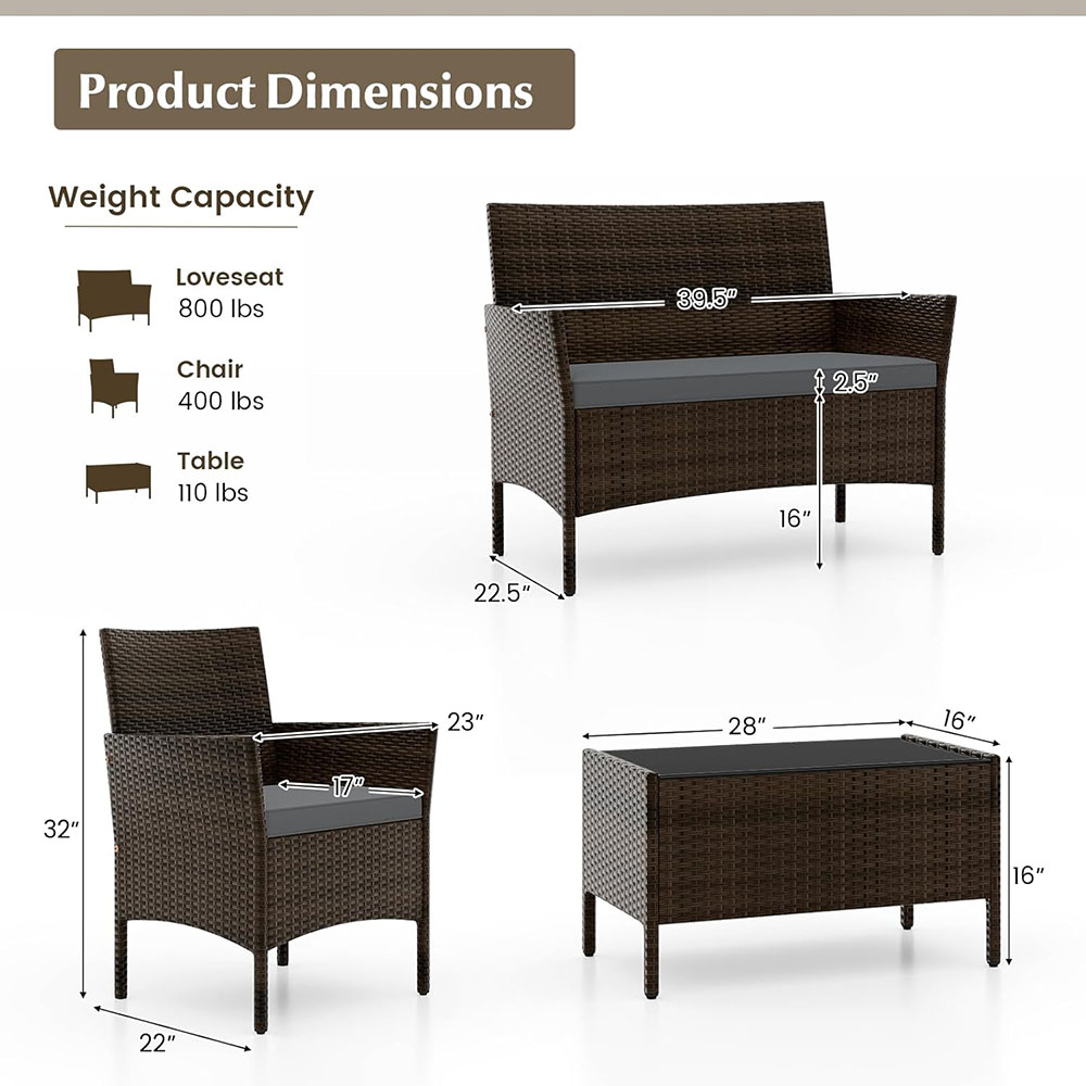 Tangkula 8-piece patio rattan reception set, outdoor wicker furniture set