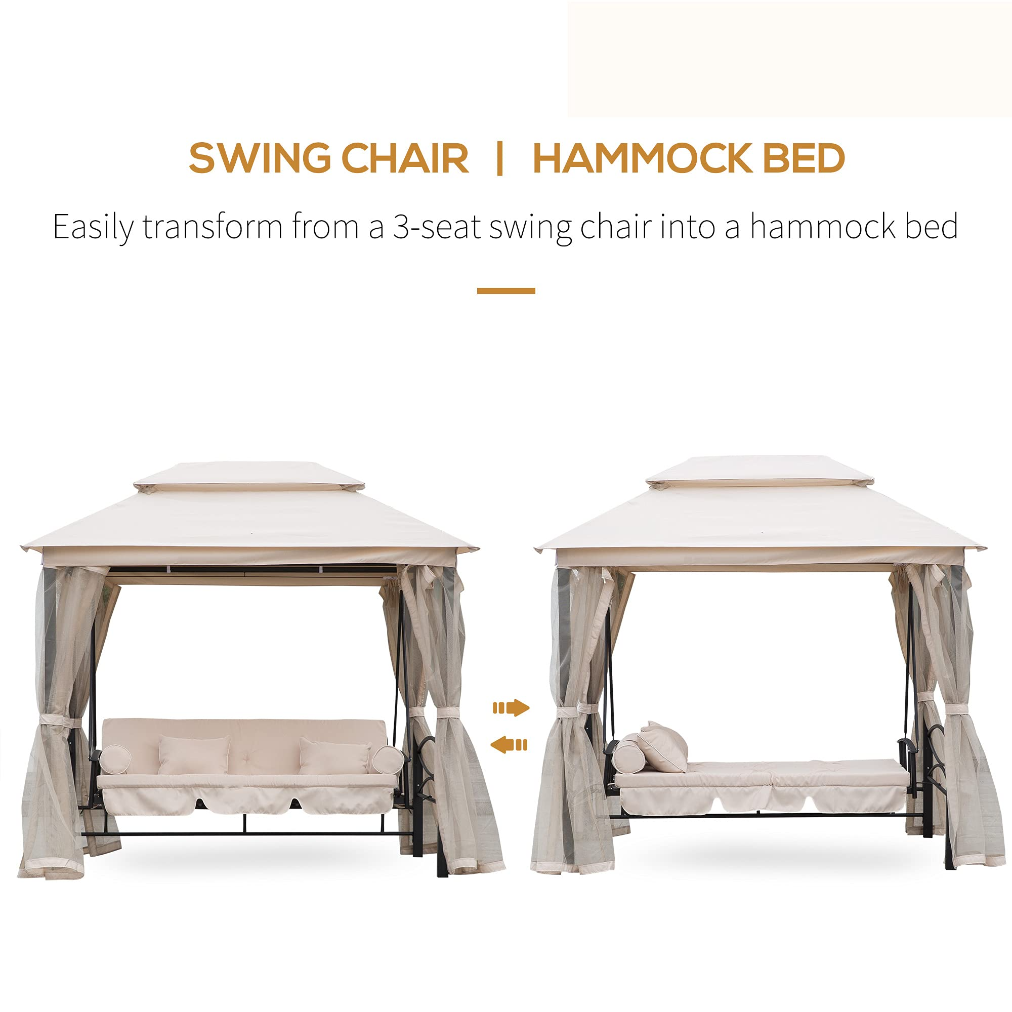 Gazebo Sofa Bed Swing Set Outdoor Terrace + Cushions