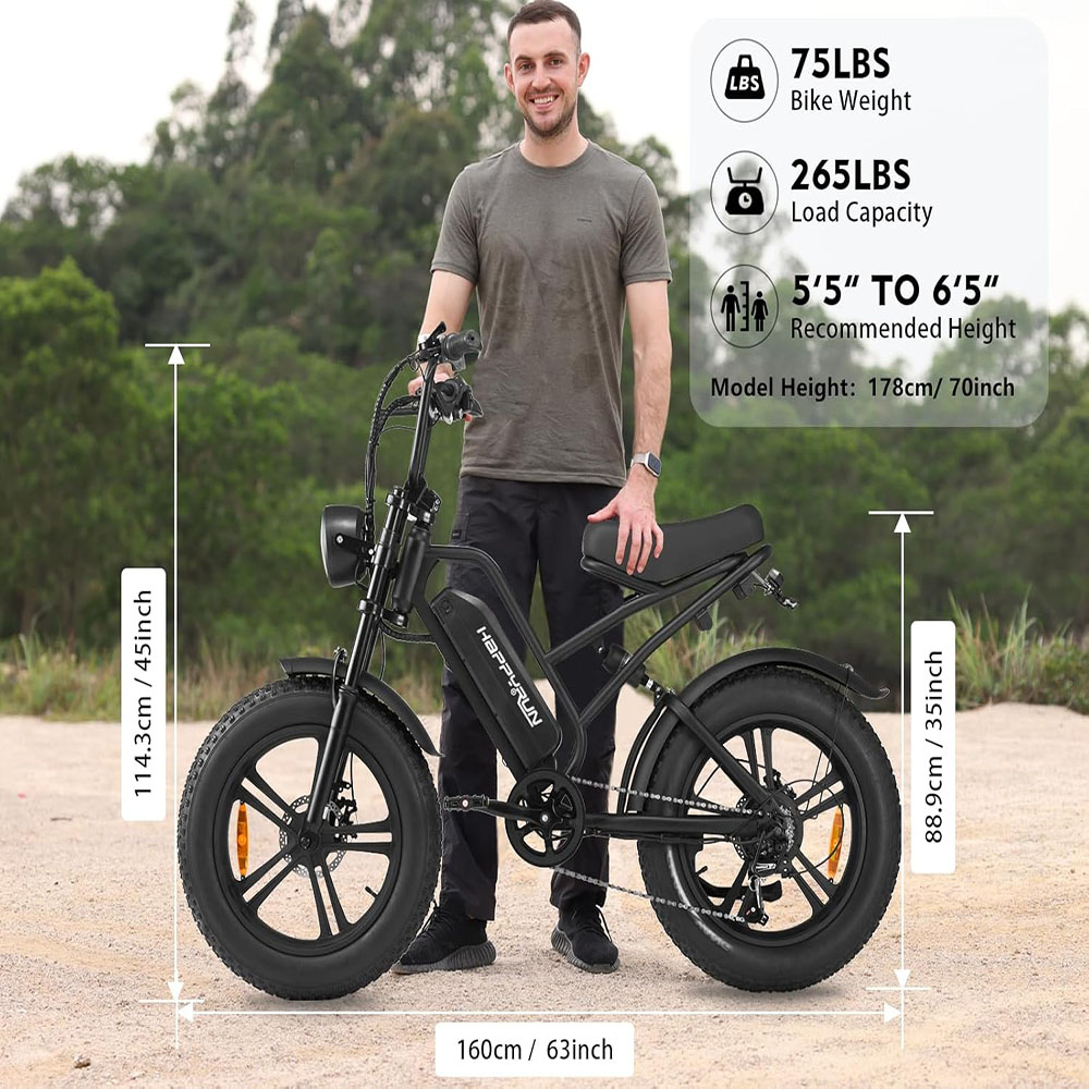 HAPPYRUN 1500W Moped Style Electric Bike
