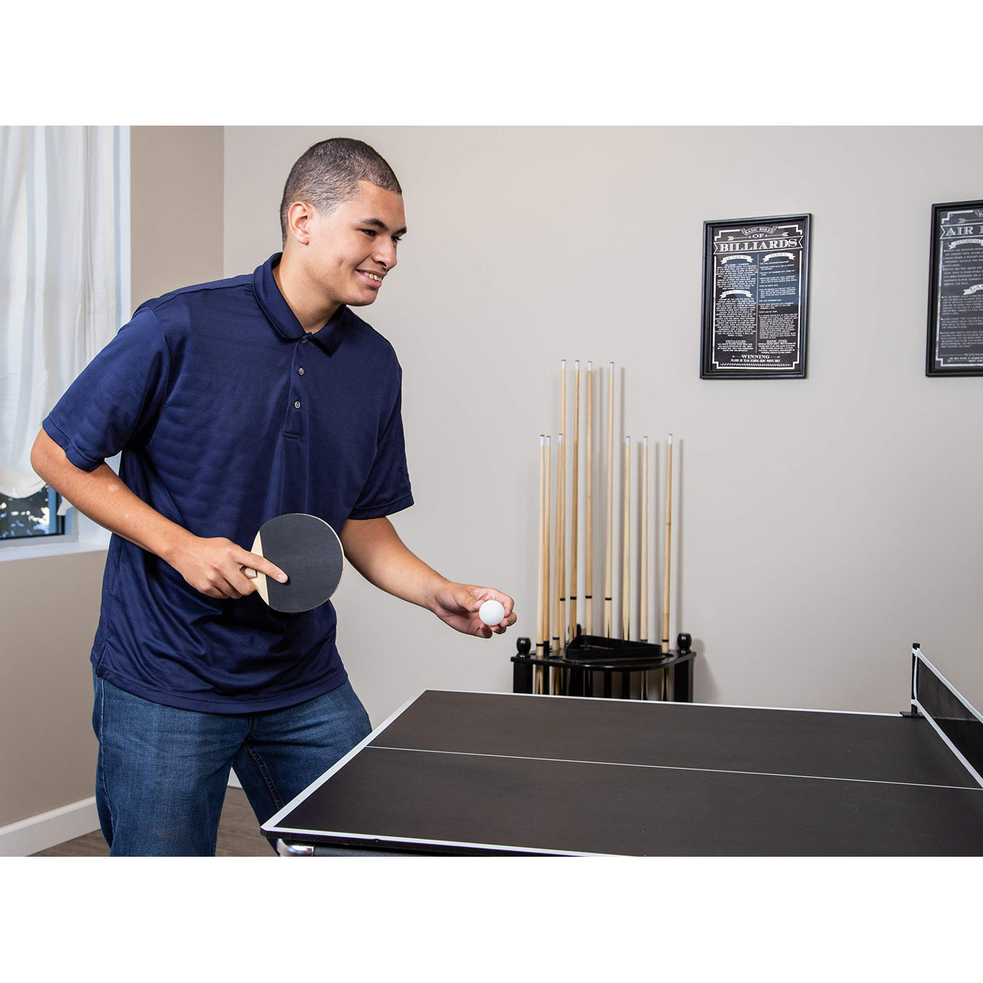 Hathaway Spartan 6-Ft Pool & Table Tennis Multigame Table for Family Recreation Game Rooms with Red Felt Playing Surface, All Accessories Included - Black Finish, 72