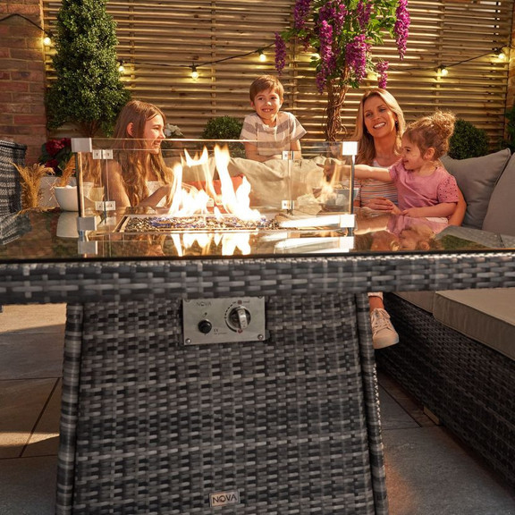 Compact Cambridge Casual Dining Corner Sofa Set with Firepit Table