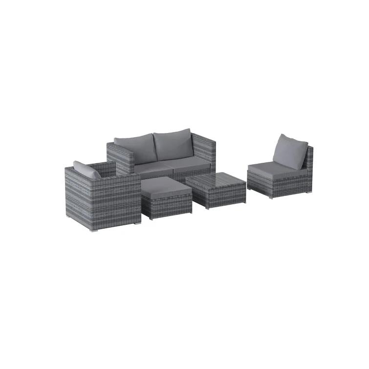 Cando Wicker/Rattan 5 - Person Seating Group with Cushions