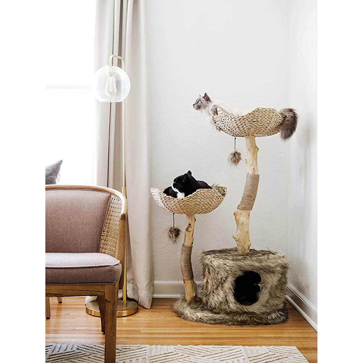 Modern Cat Tree Tower for Large Cats, Real Branch Luxury Cat Condo, Wood Cat Tower, Cat Scratching Tree, Cat Condo, Cat Lover Gift, Luxury Cat, Cat Gifts by Mau Lifestyle