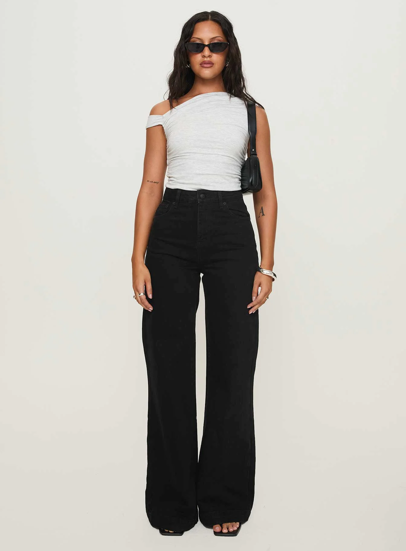 Goldie High Wide Jean True Black