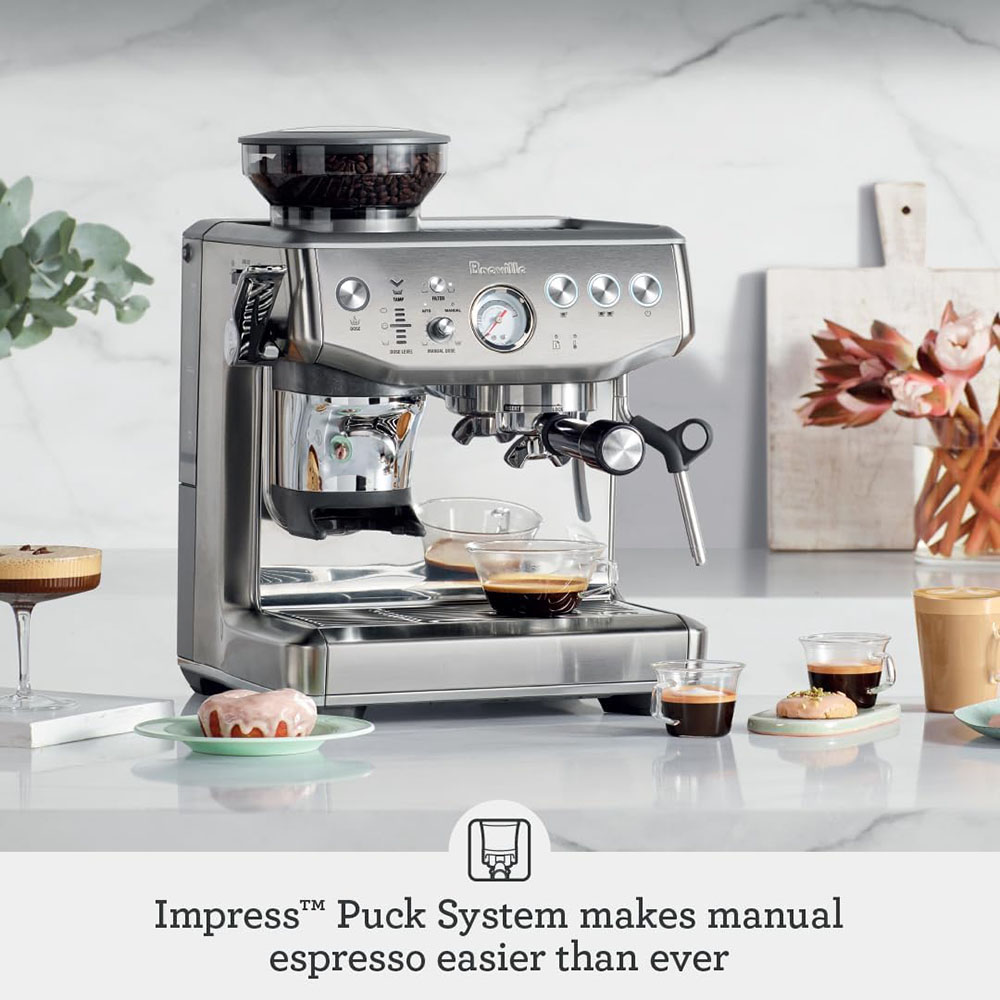 Breville the Barista Express Impress espresso machine with grinder and milk frother