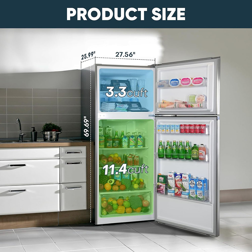 Upstreman Stainless Steel Double Door Refrigerator