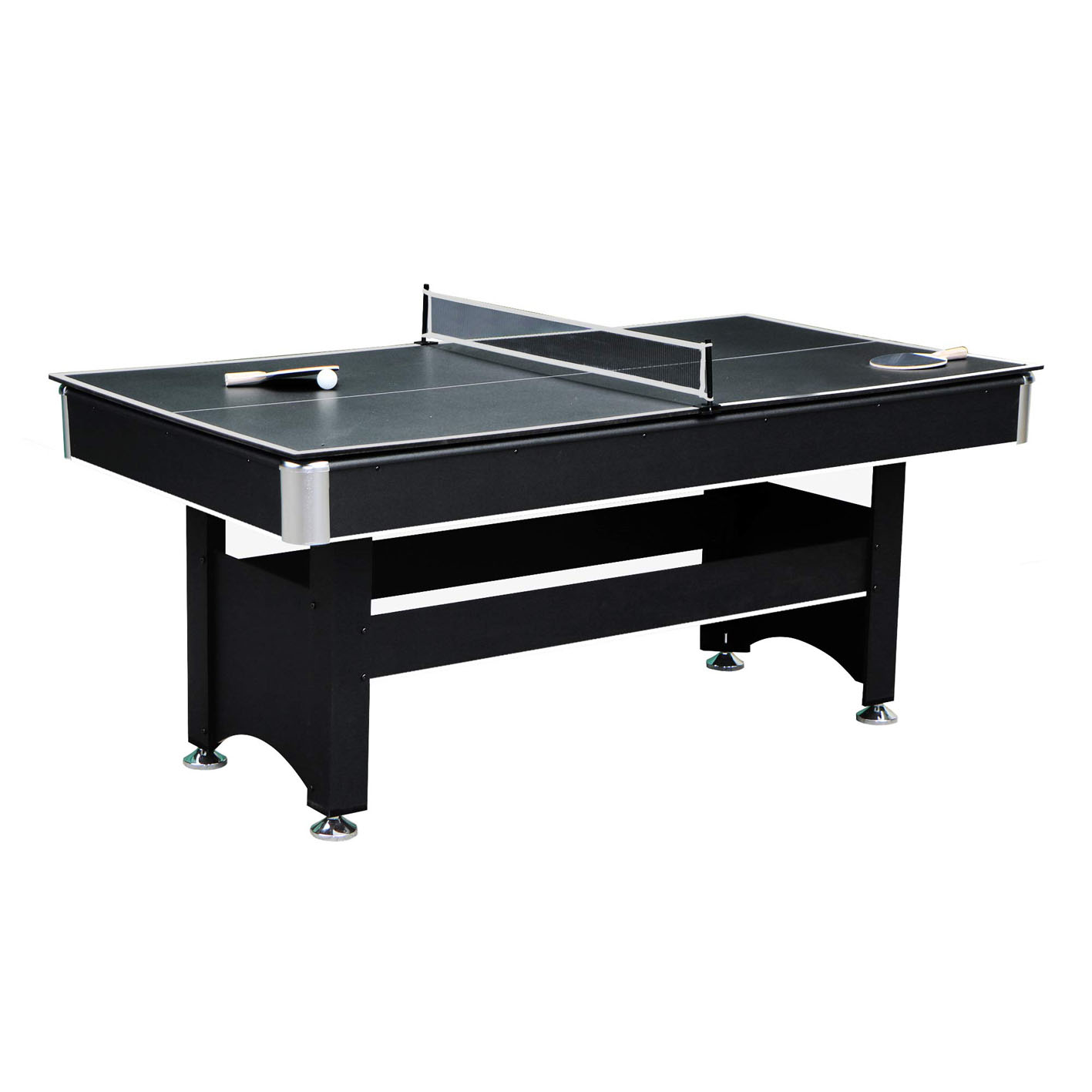 Hathaway Spartan 6-Ft Pool & Table Tennis Multigame Table for Family Recreation Game Rooms with Red Felt Playing Surface, All Accessories Included - Black Finish, 72