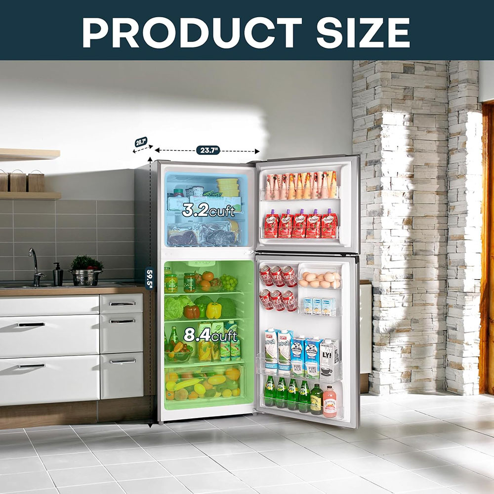 Upstreman Stainless Steel Double Door Refrigerator