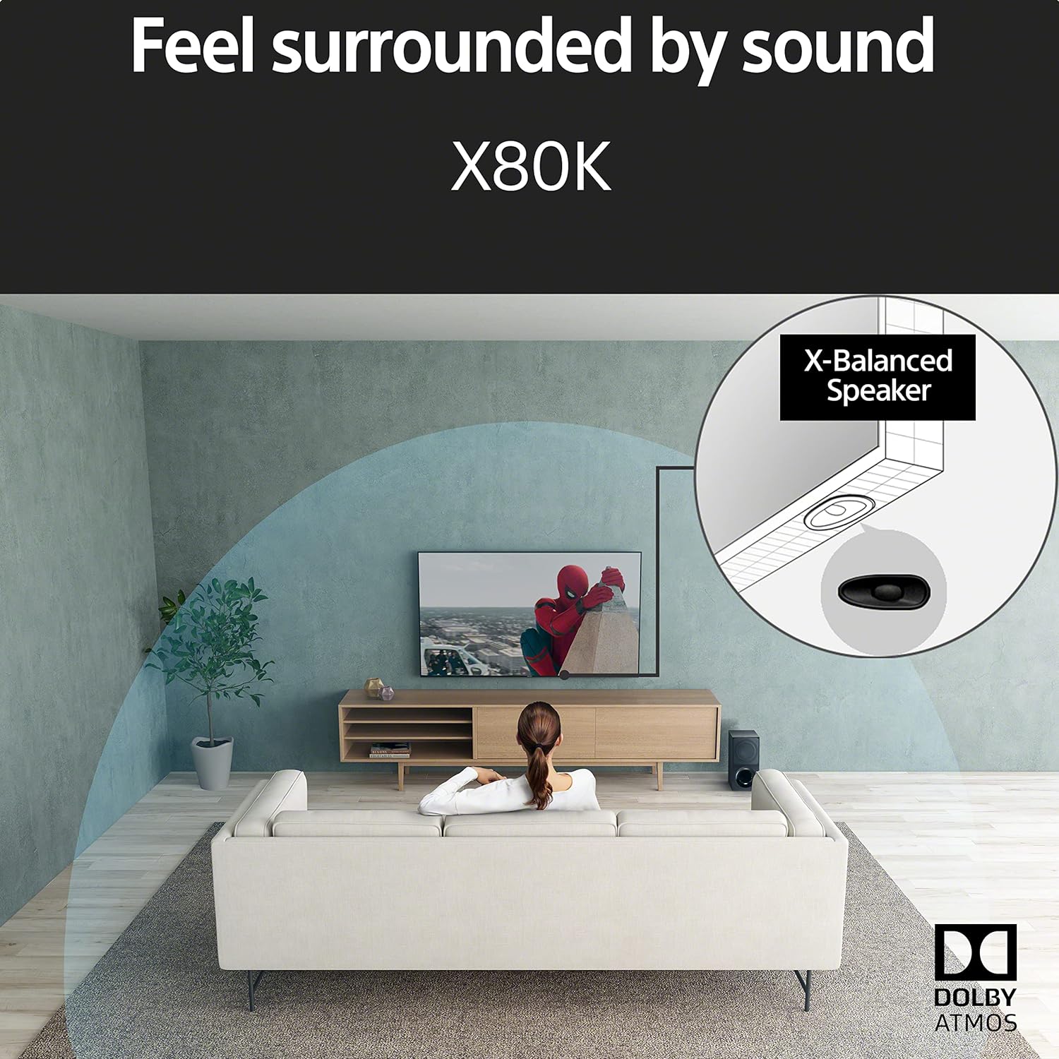 Sony BRAVIA KD-65X80K - 65-inch - LCD - 4K Ultra HD (UHD) - High Dynamic Range (HDR) - Google TV - (Black, 2022 model)