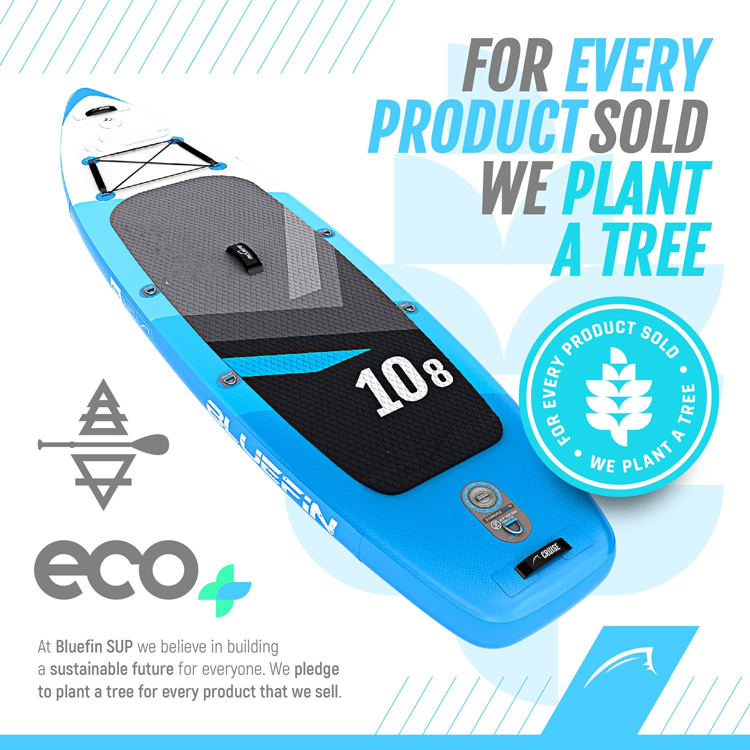 Bluefin SUP Inflatable Stand Up Paddle Board | 6” Thick | Kayak Conversion Kit | All Accessories | Multiple sizes: Kids, 10’8, 12’