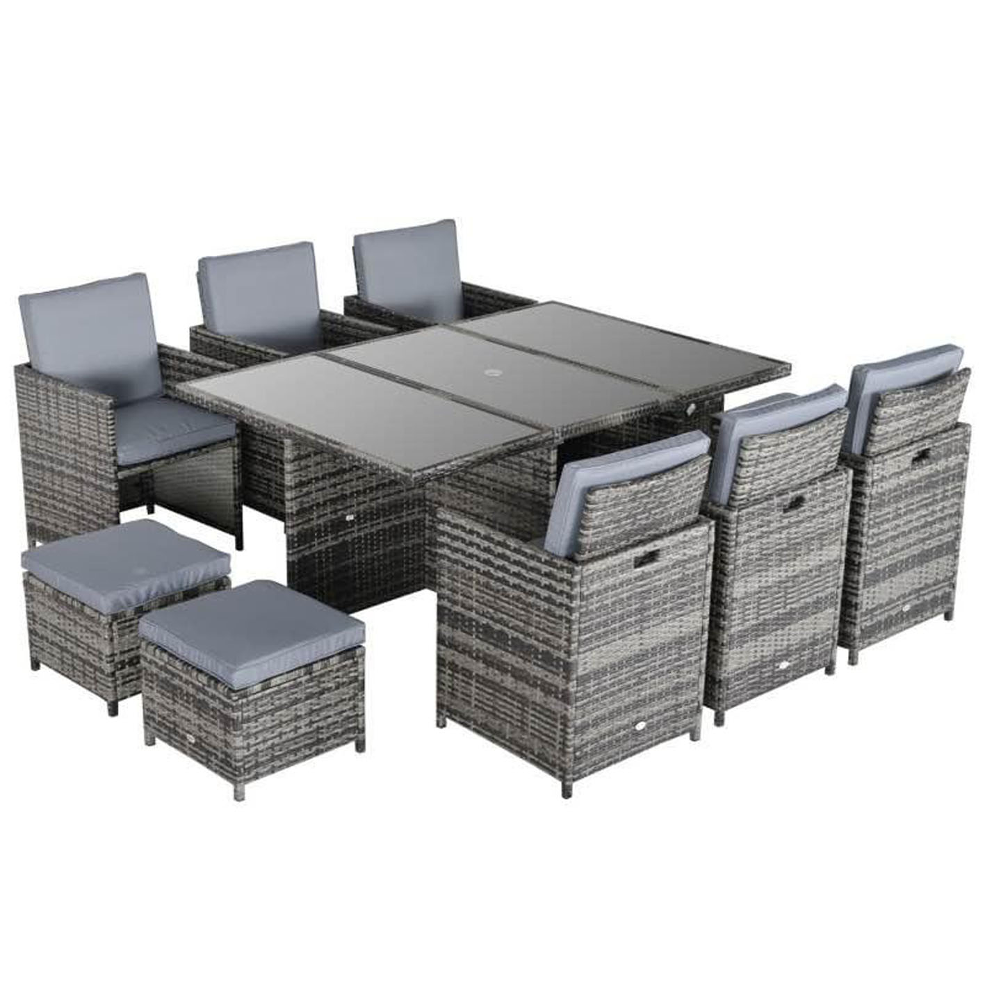 10 seat grey rattan patio garden dining set table and chairs