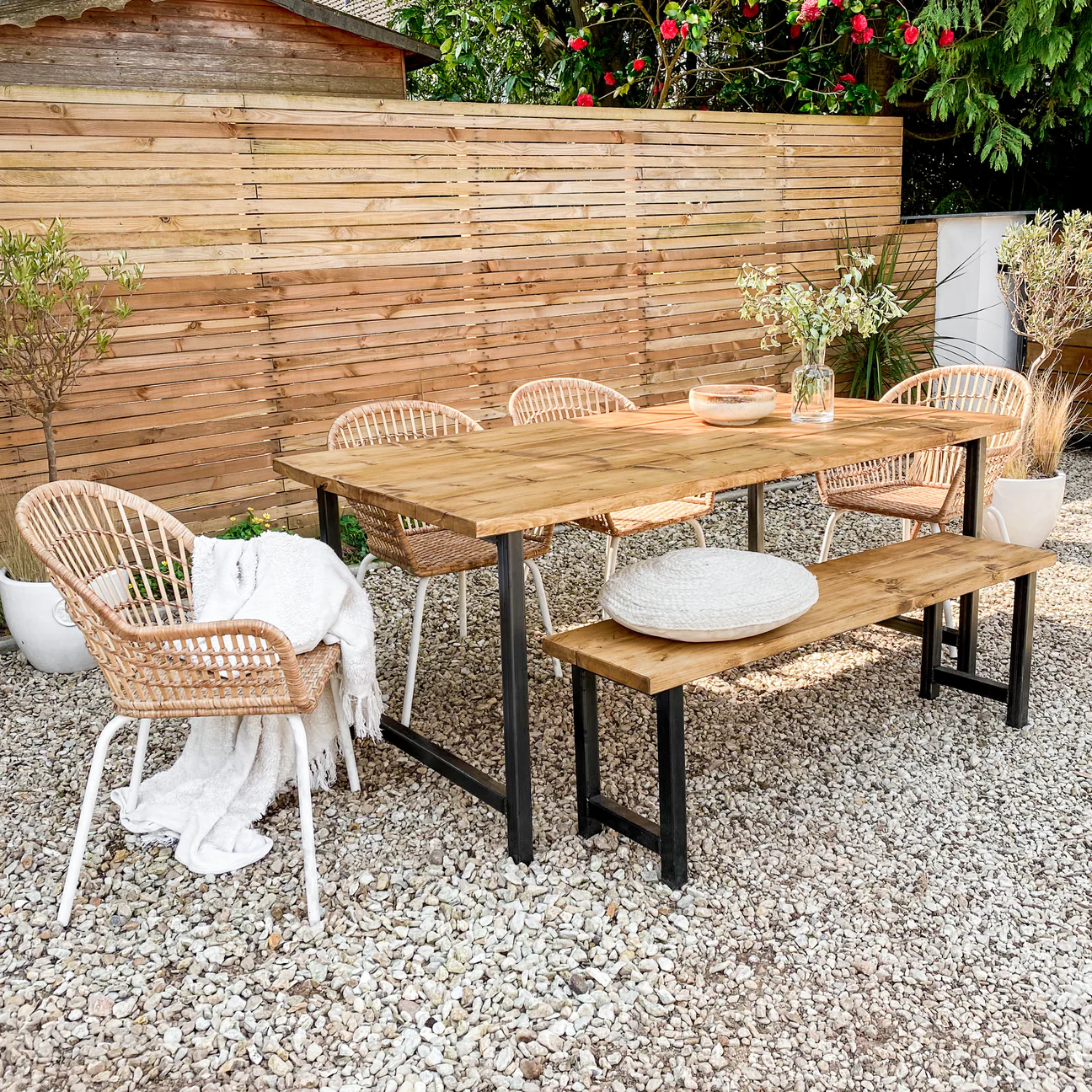 Garden table outdoor dining set picnic bench Patio Furniture Wooden Small Bistro Oak 6 seater and chairs Acacia