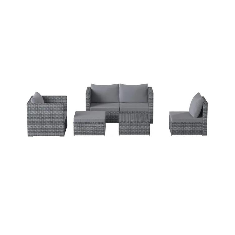 Cando Wicker/Rattan 5 - Person Seating Group with Cushions