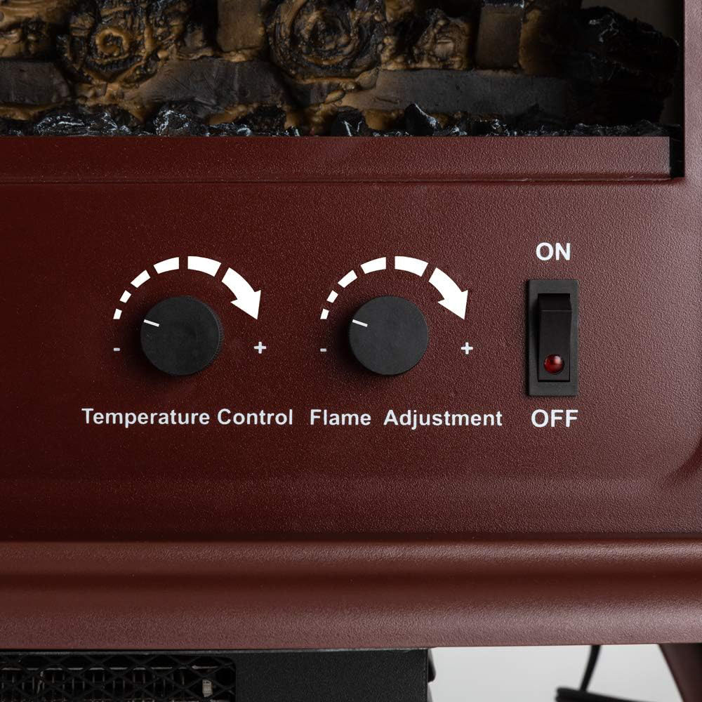 Jasper Freestanding Electric Fireplace Stove Heater - Realistic 3-D Log and Fire Effect