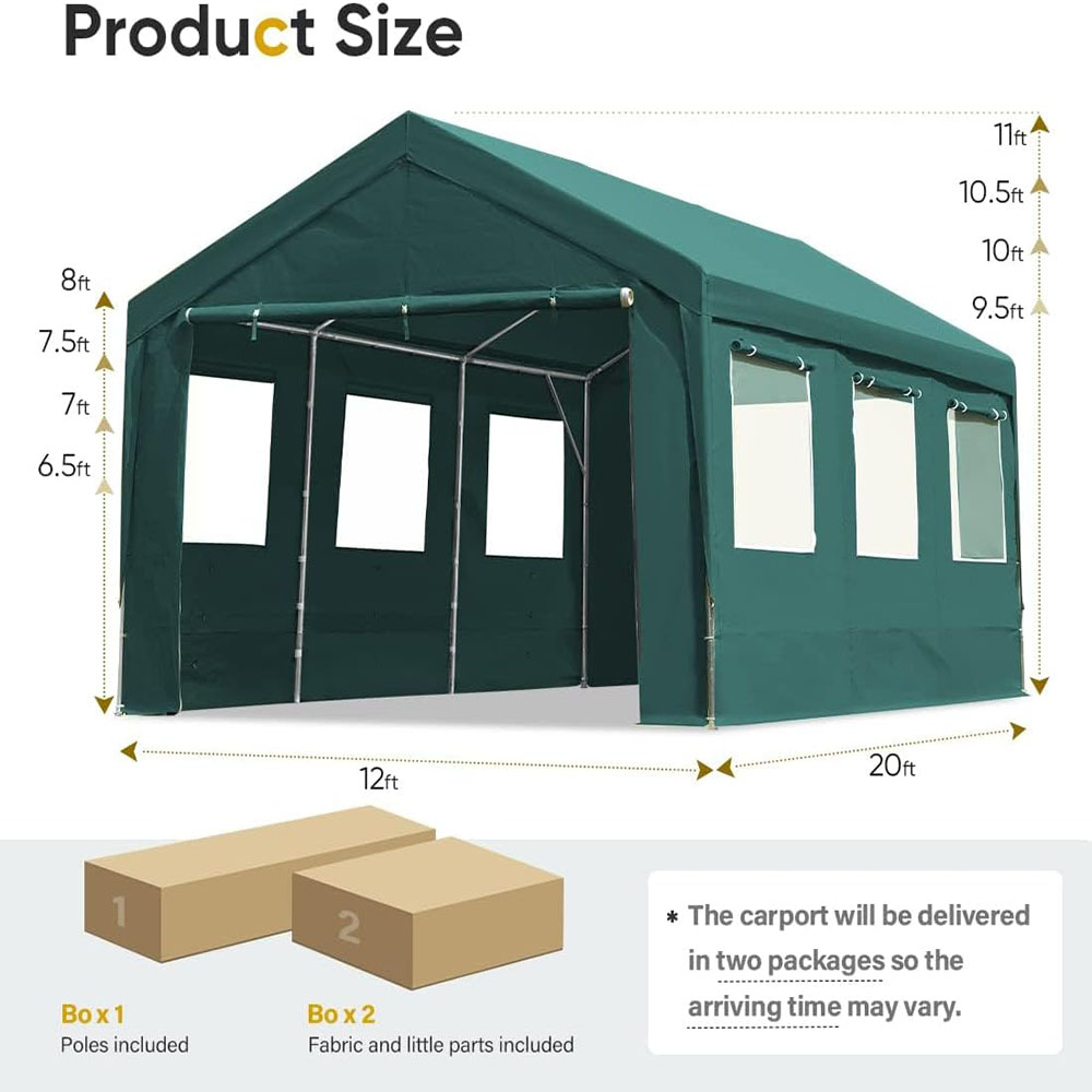 ADVANCE OUTDOOR 12x20 ft Heavy Duty Adjustable Carport