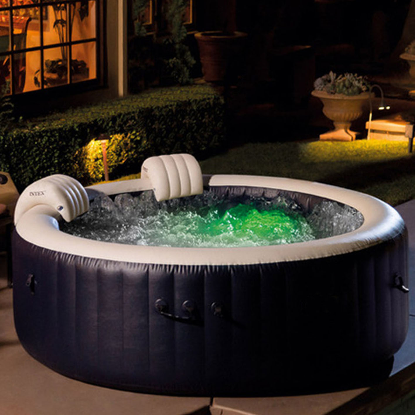 INTEX 28425E 77in PureSpa Inflatable Spa, 6Person, Tan 77in / 6Person Spa Only