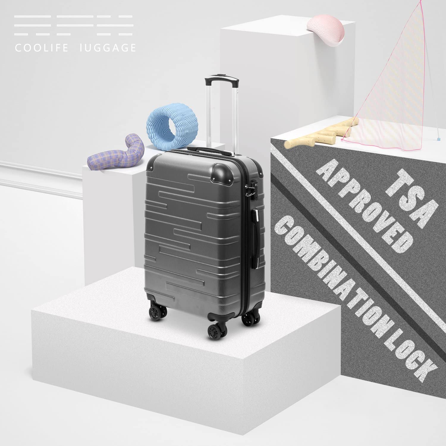 Coolife Luggage Expandable Suitcase 3 Piece Set with TSA Lock Spinner 20in24in28in