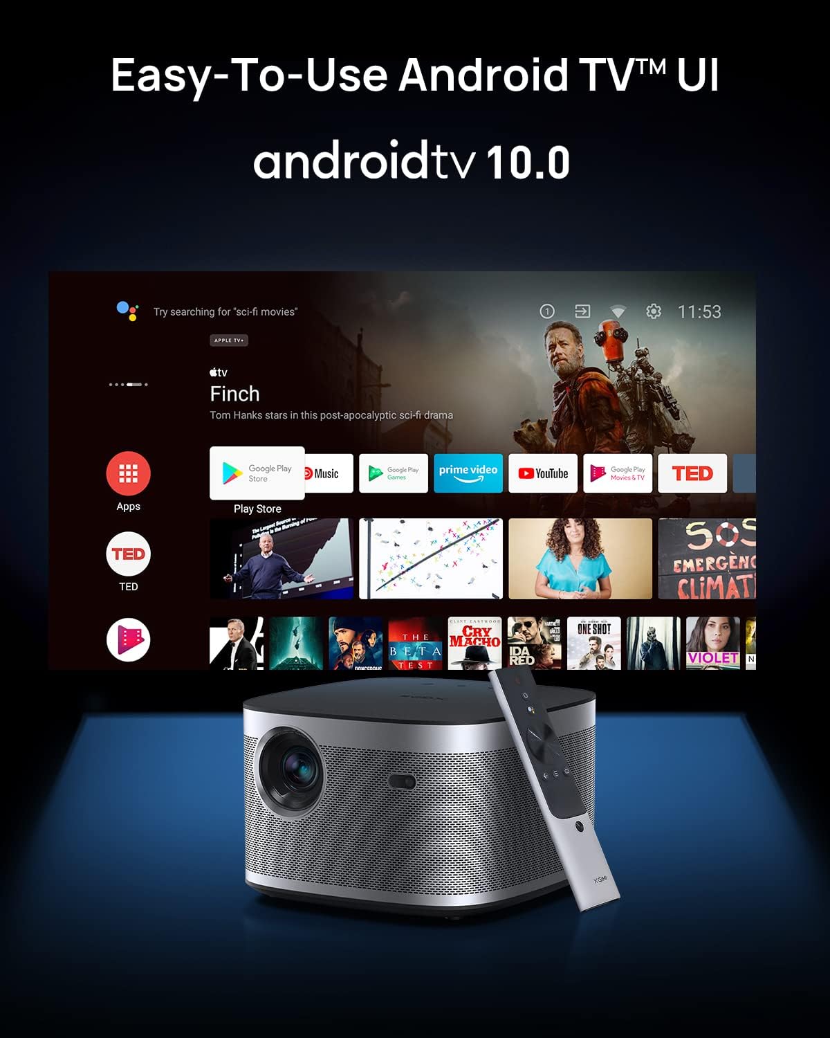XGIMI Horizon 1080p FHD Projector 4K Supported Movie and Gaming Projector, 1500 ISO Lumens, Harman Kardon Speaker, Auto Focus&Keystone ISA Technology Android TV 10.0 Wireless Casting WiFi Bluetooth