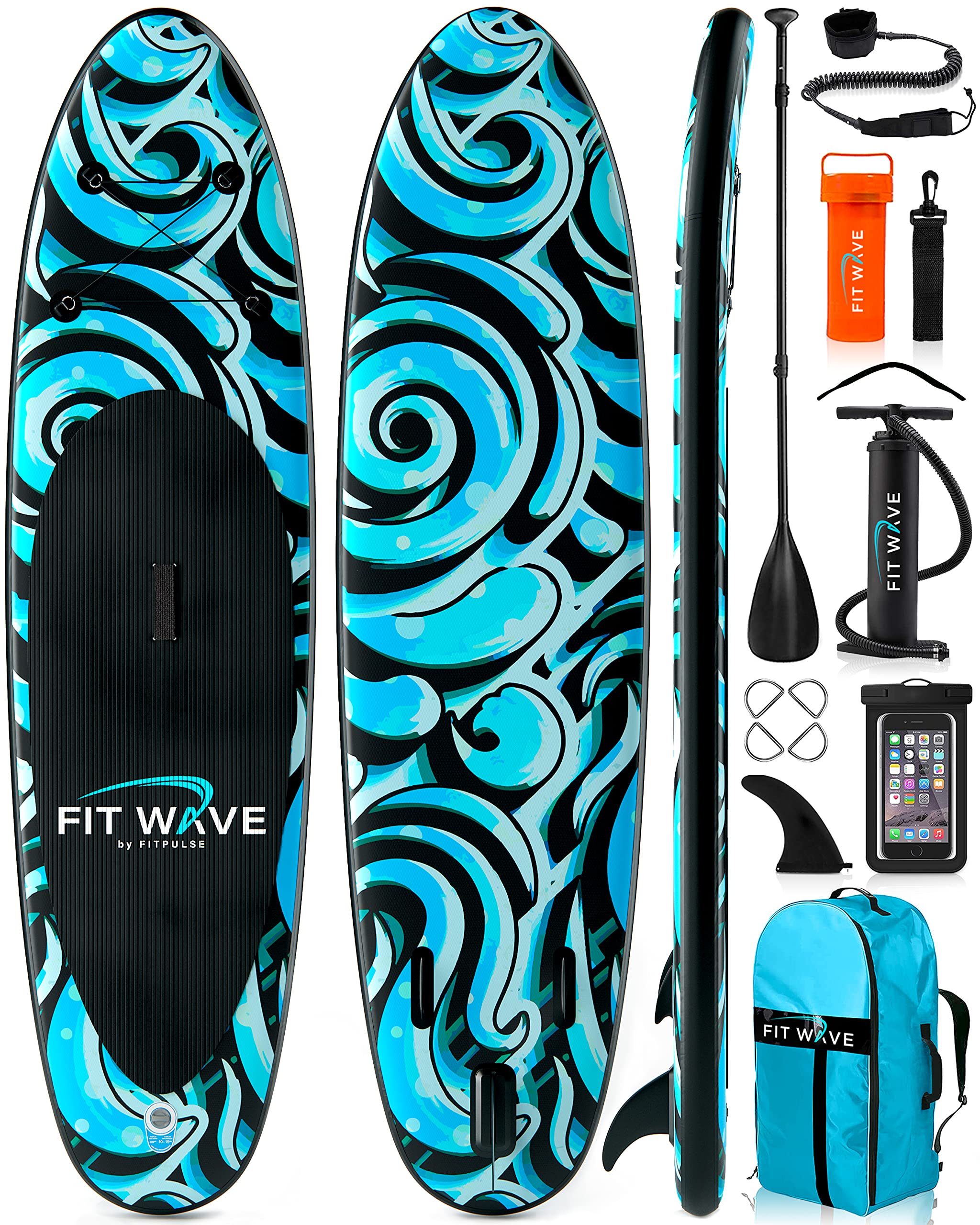 SUP Inflatable Paddle Board for Adults 305x81x15cm Complete Kit for Stand Up Paddleboarding - Anti-slip Deck Inflatable Stand Up Paddleboards Paddle Board Accessories Backpack Pump Adjustable Paddle